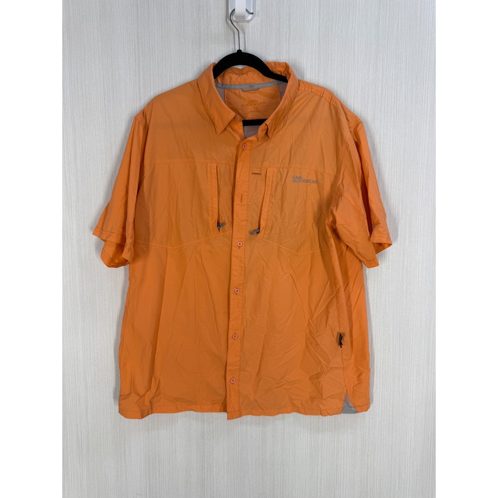 Cabelas Guidewear Fishing Shirt Womens XL Orange Short Sleeve Ventilated Pockets
